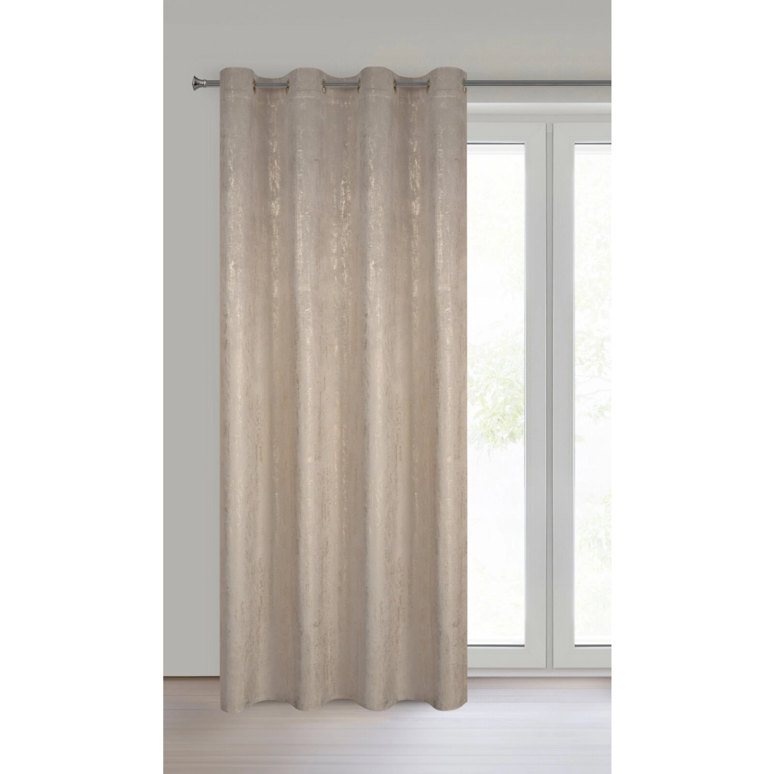 Sametový závěs 140x250 cm tmavě béžový na kovové kroužky DARA