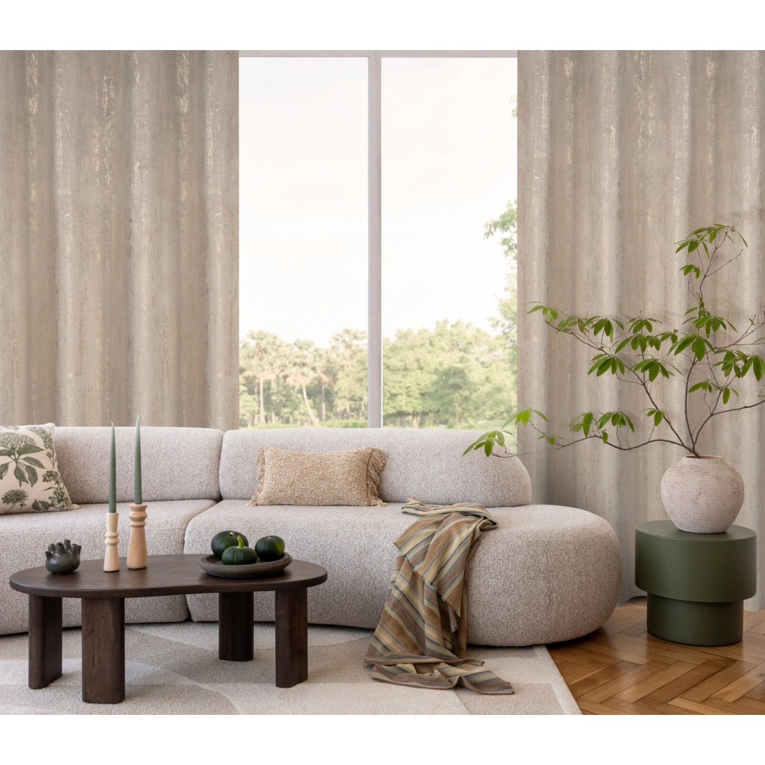 Sametový závěs 140x250 cm tmavě béžový na kovové kroužky DARA