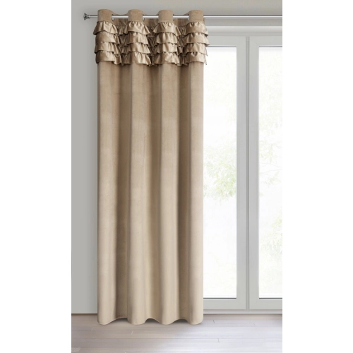 Závěs 140x250 cm sametový tmavě béžový na kovové kroužky ERIN