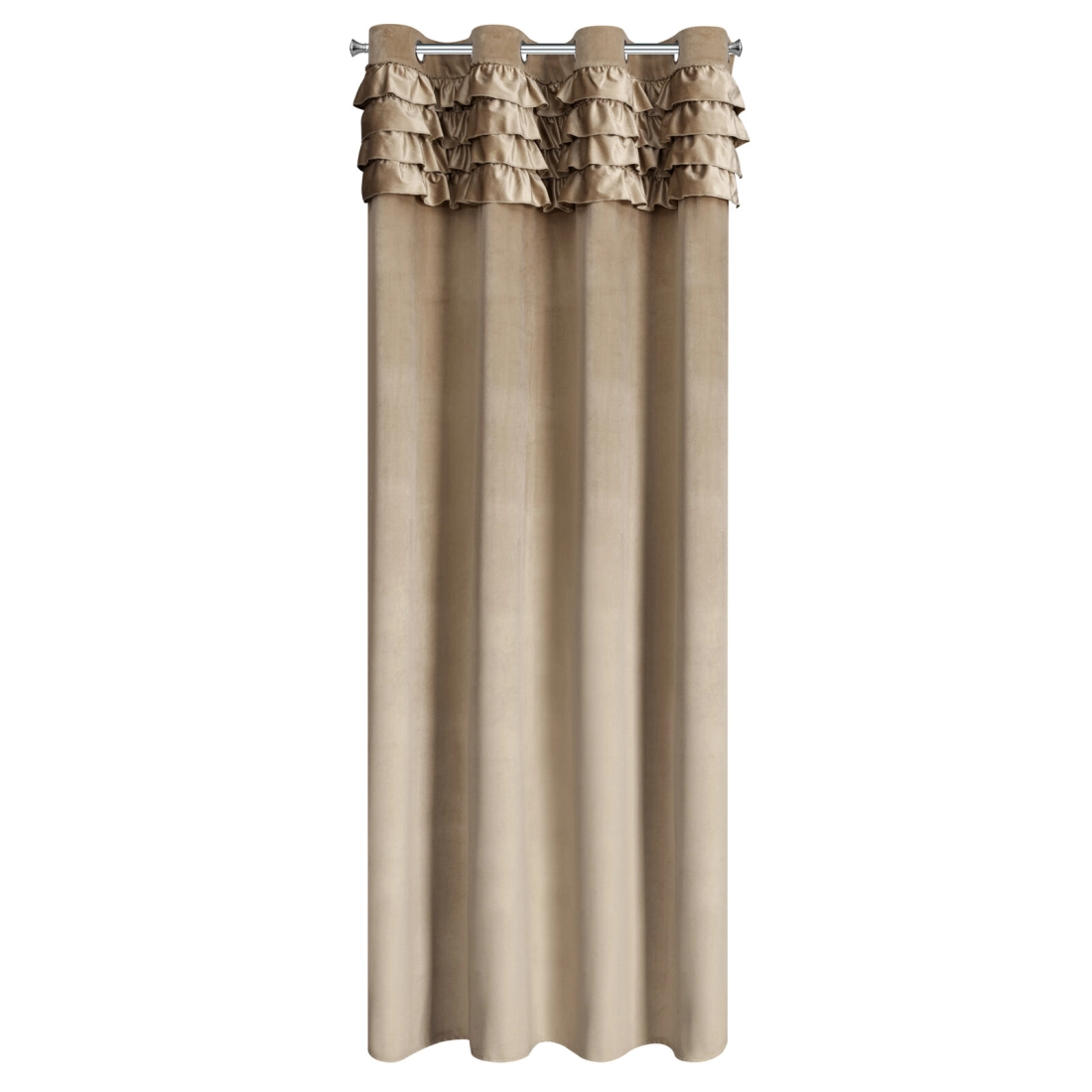 Závěs 140x250 cm sametový tmavě béžový na kovové kroužky ERIN