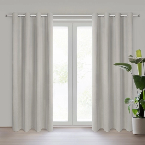 Sametový závěs 140x250 cm tmavě béžový na kovové kroužky NITA