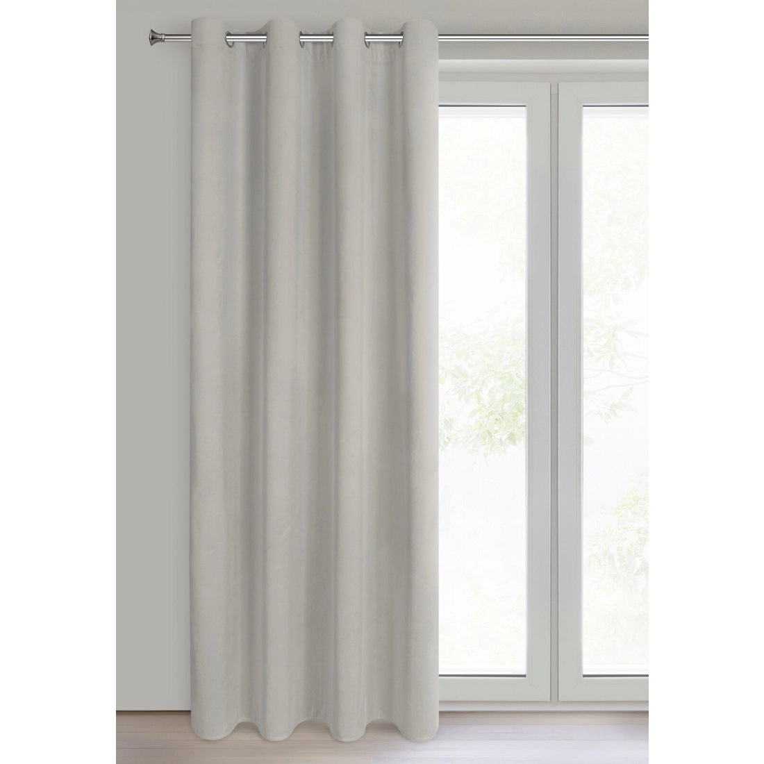 Sametový závěs 140x250 cm tmavě béžový na kovové kroužky NITA