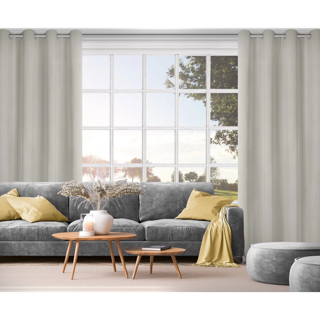 Sametový závěs 140x250 cm tmavě béžový na kovové kroužky NITA