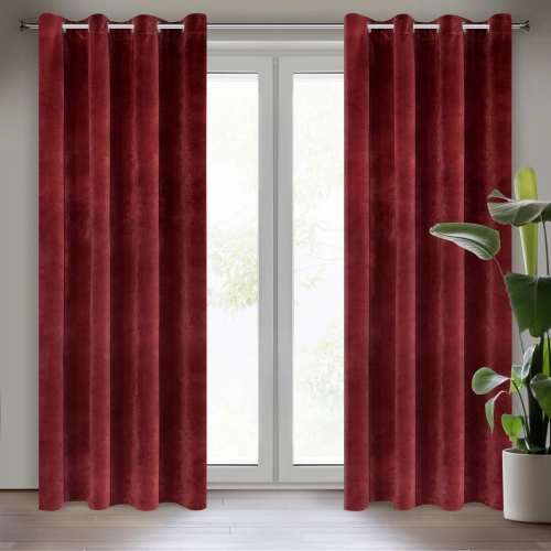 Závěs 140x250 cm sametový tmavě bordó na kovové kroužky RIA AMAROSA