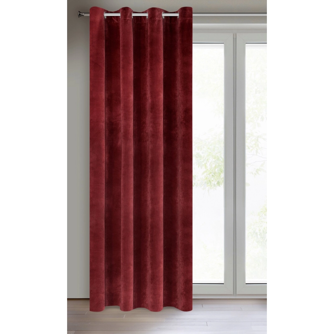 Závěs 140x250 cm sametový tmavě bordó na kovové kroužky RIA AMAROSA