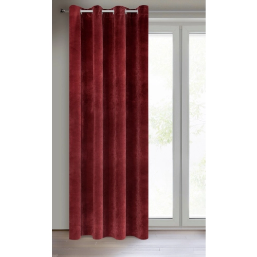 Závěs 140x250 cm sametový tmavě bordó na kovové kroužky RIA AMAROSA