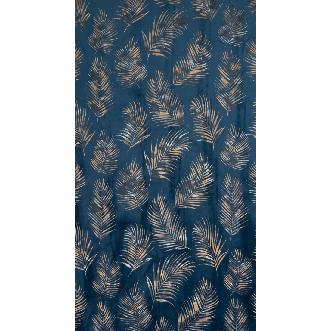 Záves 140x250 cm zamatový tmavomodrý a šampanský na kovové krúžky GLORIA