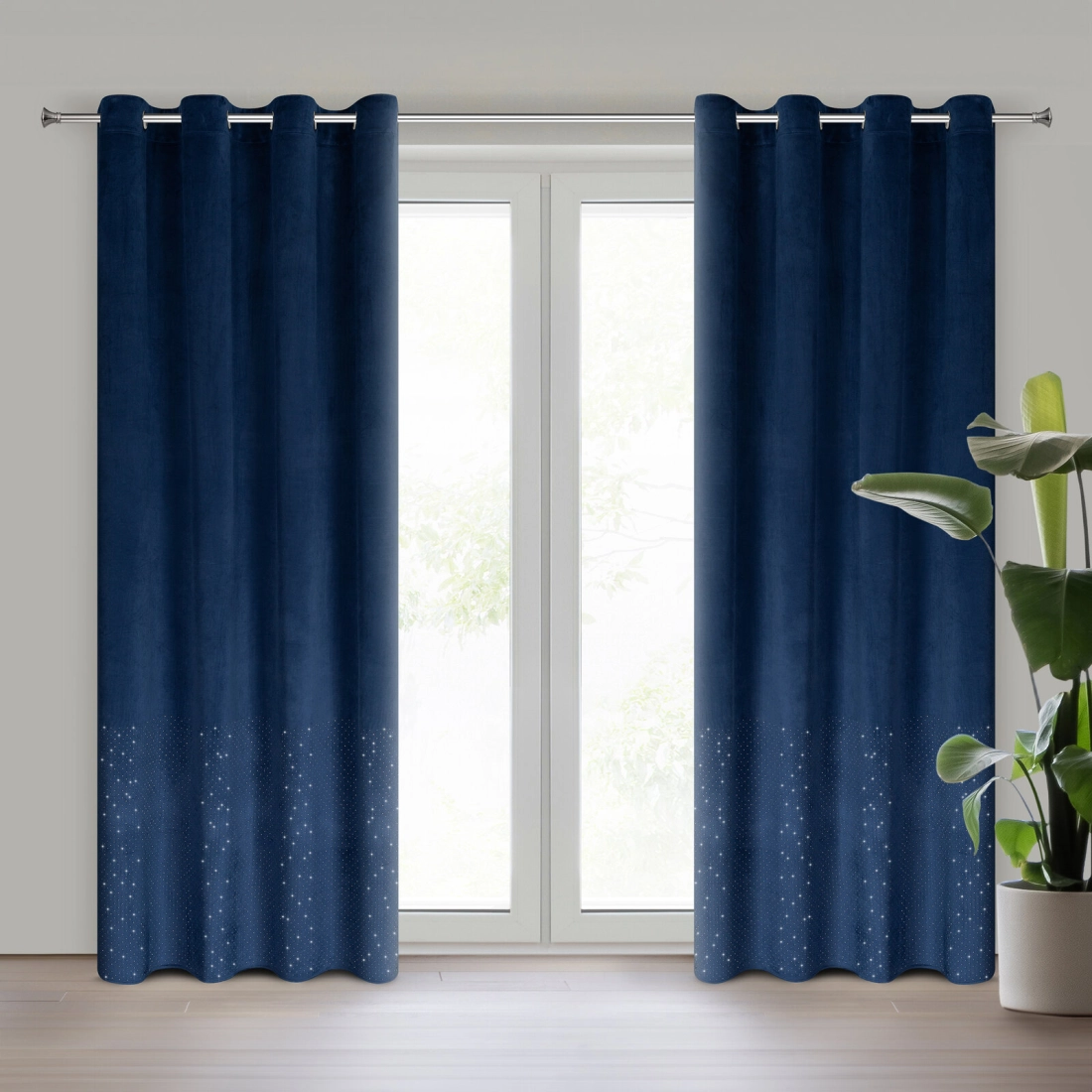 Závěs 140x250 cm sametový tmavě modrý na kovové kroužky ARIADNA