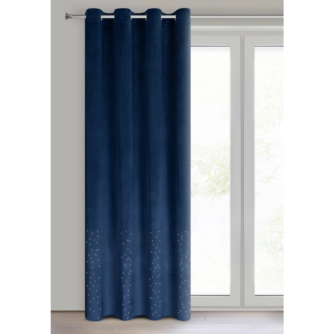 Závěs 140x250 cm sametový tmavě modrý na kovové kroužky ARIADNA