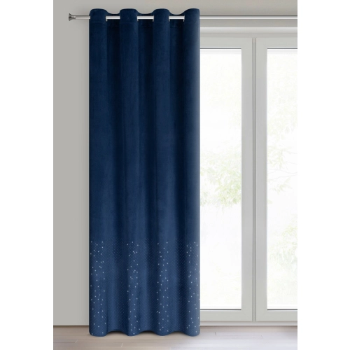 Závěs 140x250 cm sametový tmavě modrý na kovové kroužky ARIADNA