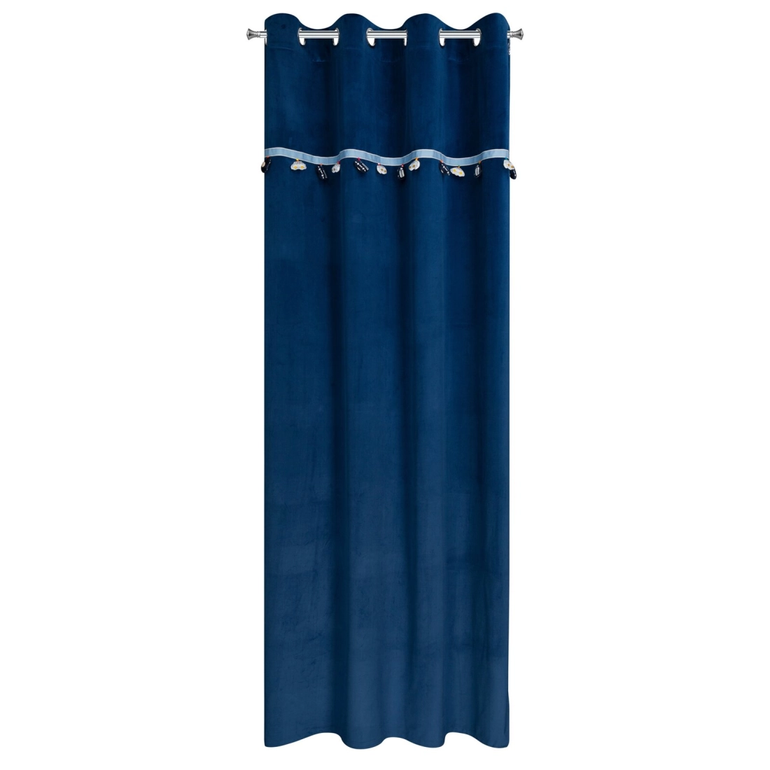 Záves 140x250 cm zamatový tmavomodrý na kovové krúžky CAR