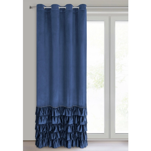 Sametový závěs 140x250 cm tmavě modrý na kovových kroužcích CARLI