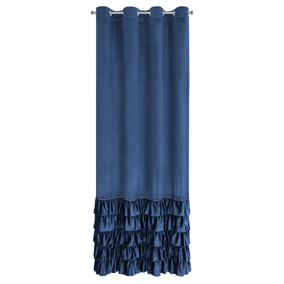 Sametový závěs 140x250 cm tmavě modrý na kovových kroužcích CARLI