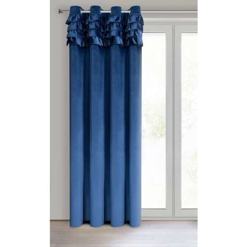Sametový závěs 140x250 cm tmavě modrý na kovové kroužky ERIN
