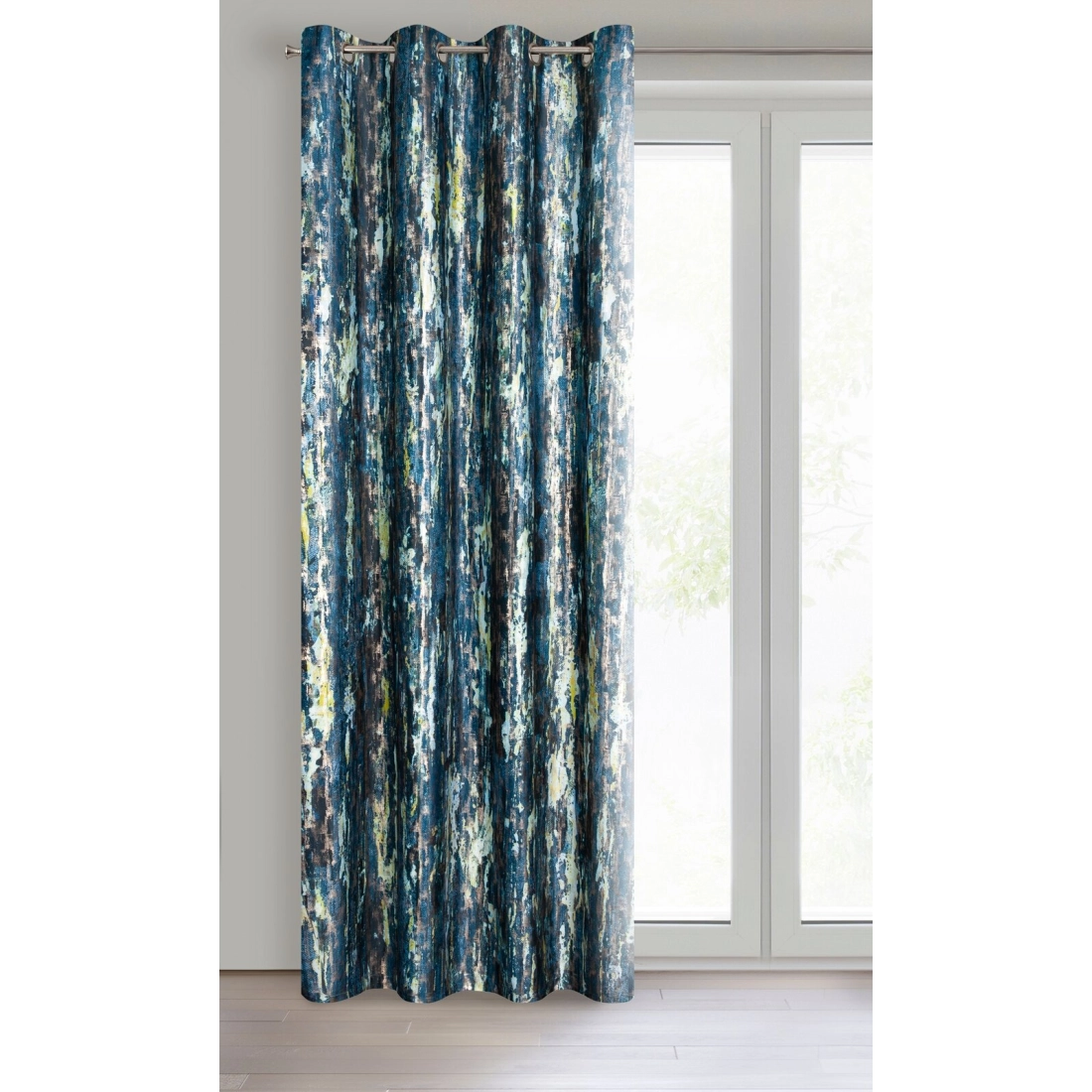 Záves 140x250 cm zamatový tmavomodrý na kovové krúžky GRACE