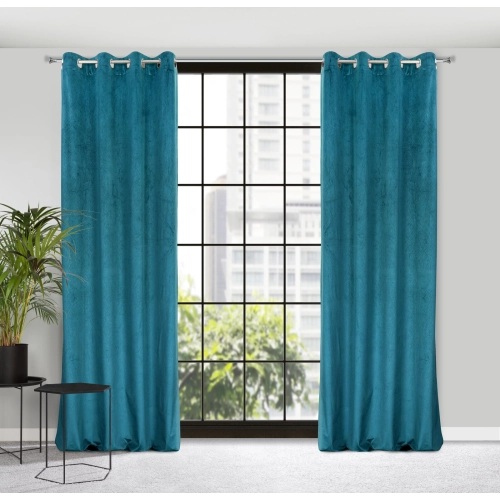 Záves 140x250 cm zamatový tmavomodrý na kovové krúžky LILI