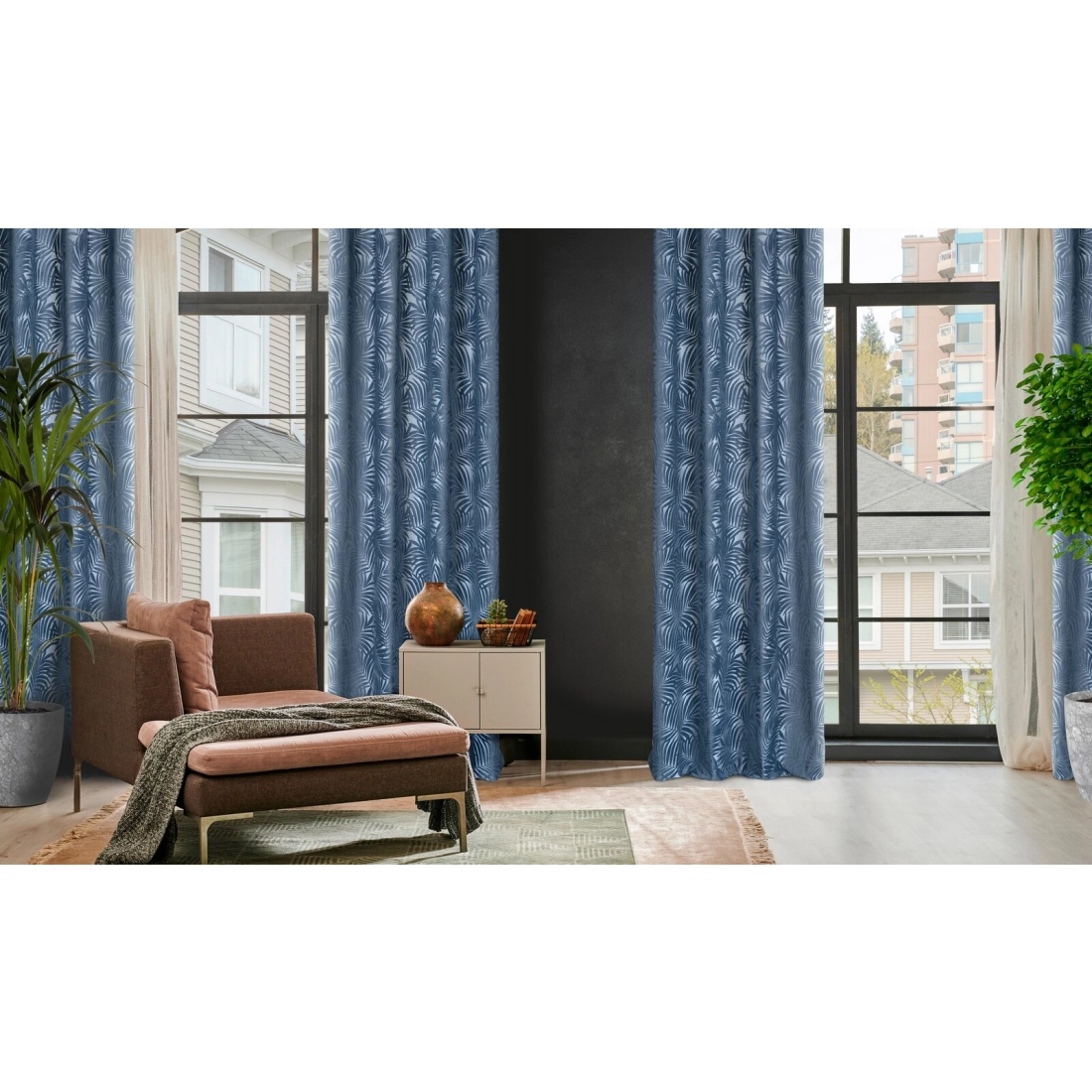 Záves 140x250 cm zamatový tmavomodrý na kovové krúžky LIVIA