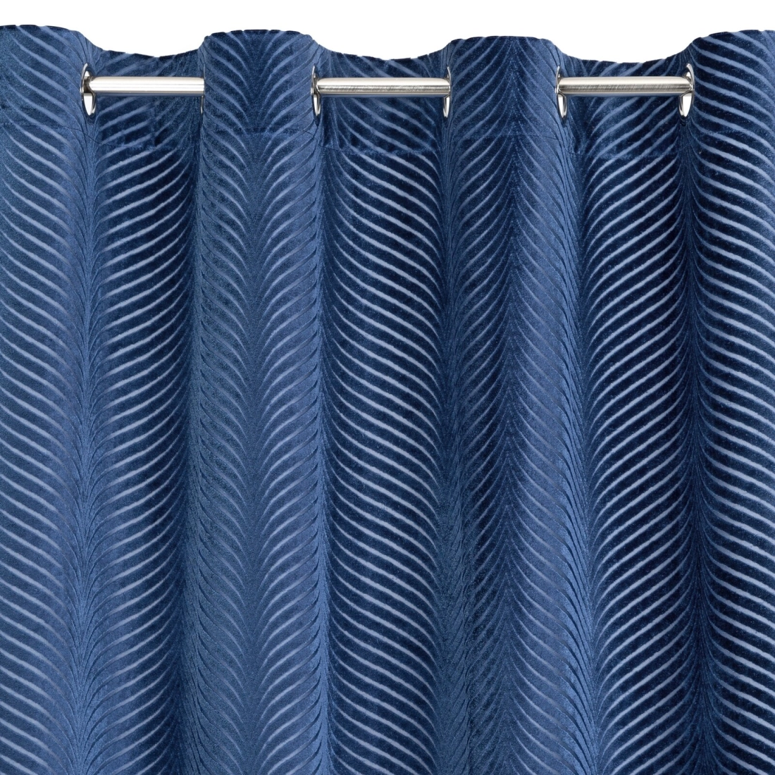 Záves 140x250 cm zamatový tmavomodrý na kovové krúžky LUSSI