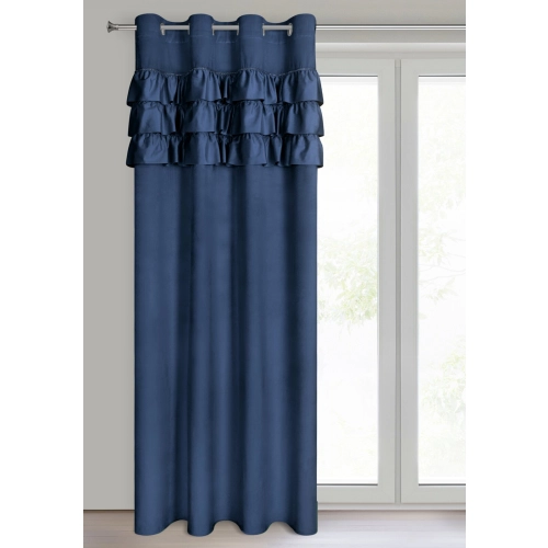Závěs 140x250 cm sametový tmavě modrý na kovové kroužky SAMI