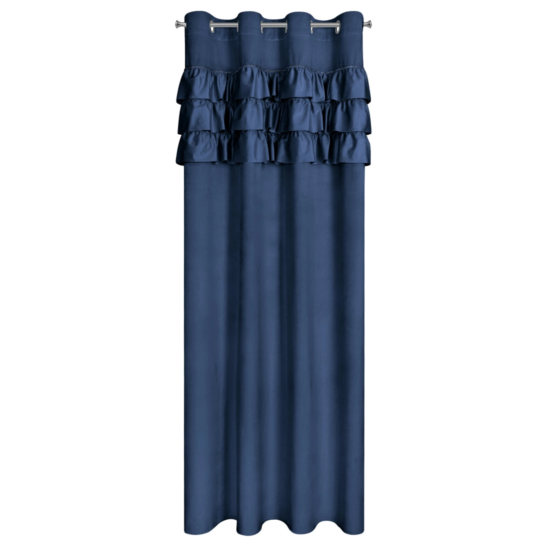 Závěs 140x250 cm sametový tmavě modrý na kovové kroužky SAMI