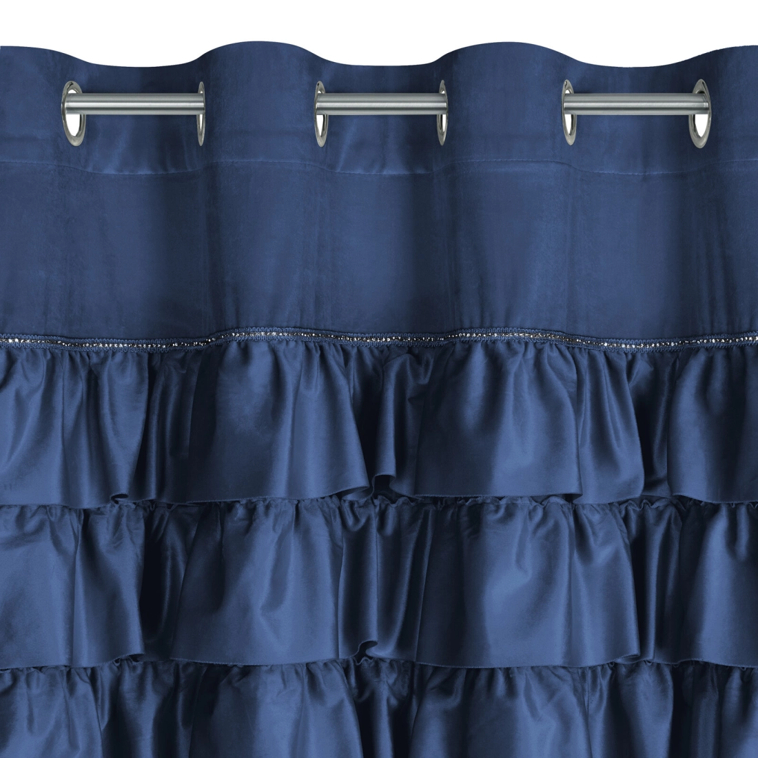 Závěs 140x250 cm sametový tmavě modrý na kovové kroužky SAMI