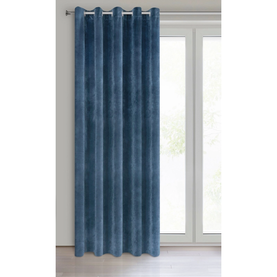 Závěs 140x250 cm sametový tmavomodrý na kovové kroužky VILLA