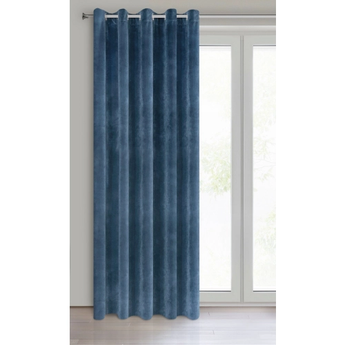 Závěs 140x250 cm sametový tmavomodrý na kovové kroužky VILLA