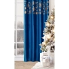 Záves 140x250 cm zamatový tmavomodrý so zlatými snehovými vločkami na kovové krúžky ASTRA