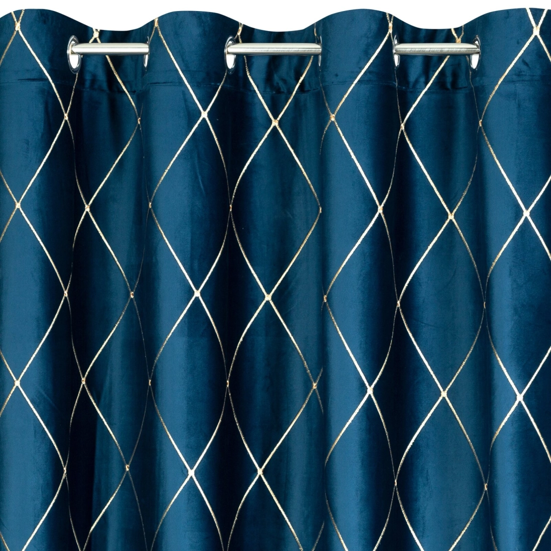 Záves 140x250 cm zamatový tmavomodrý zlatý na kovové krúžky MARGO Pierre Cardin