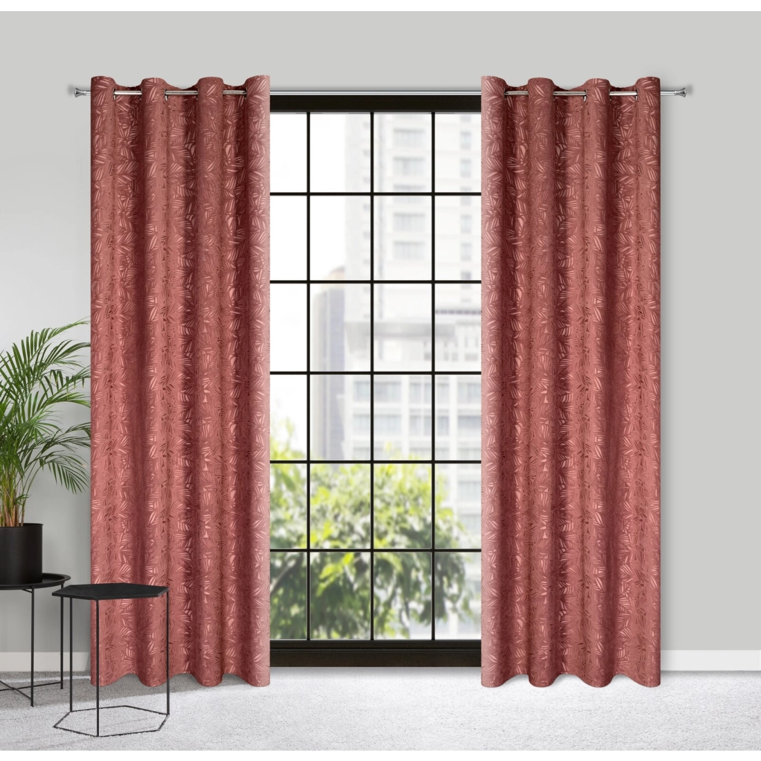 Záves 140x250 cm zamatový tmavoružový na kovové krúžky OCTAVIA