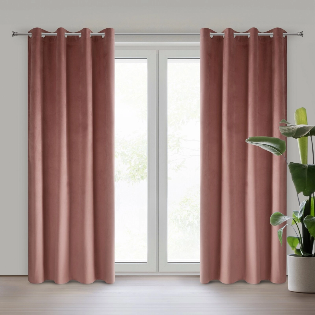 Sametový závěs 140x250 cm tmavě růžový na kovových kroužcích PIERRE