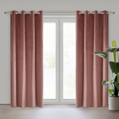 Sametový závěs 140x250 cm tmavě růžový na kovových kroužcích PIERRE