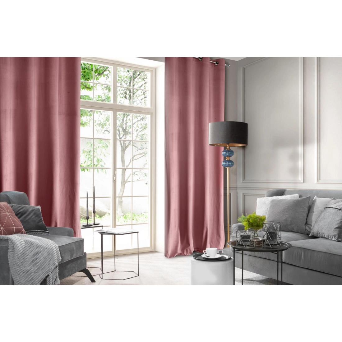 Záves 140x250 cm zamatový tmavoružový na kovové krúžky ROSA Design 91