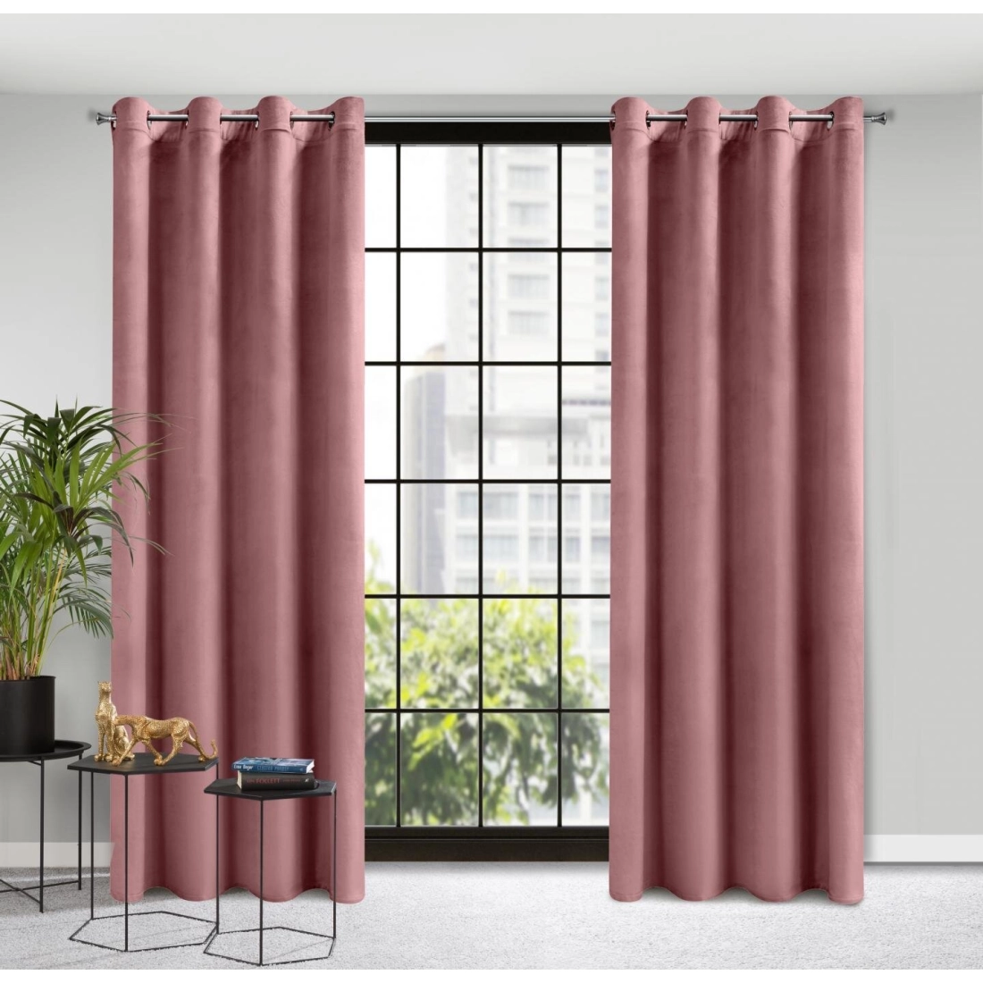 Záves 140x250 cm zamatový tmavoružový na kovové krúžky ROSA Design 91