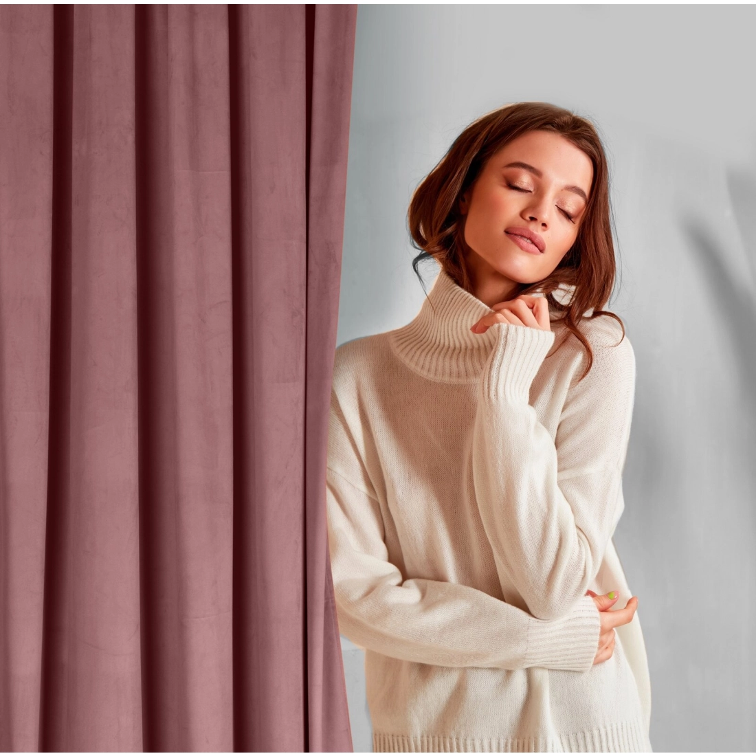 Záves 140x250 cm zamatový tmavoružový na kovové krúžky ROSA Design 91