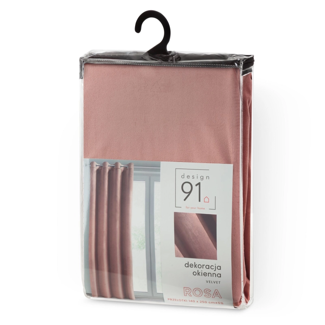 Záves 140x250 cm zamatový tmavoružový na kovové krúžky ROSA Design 91