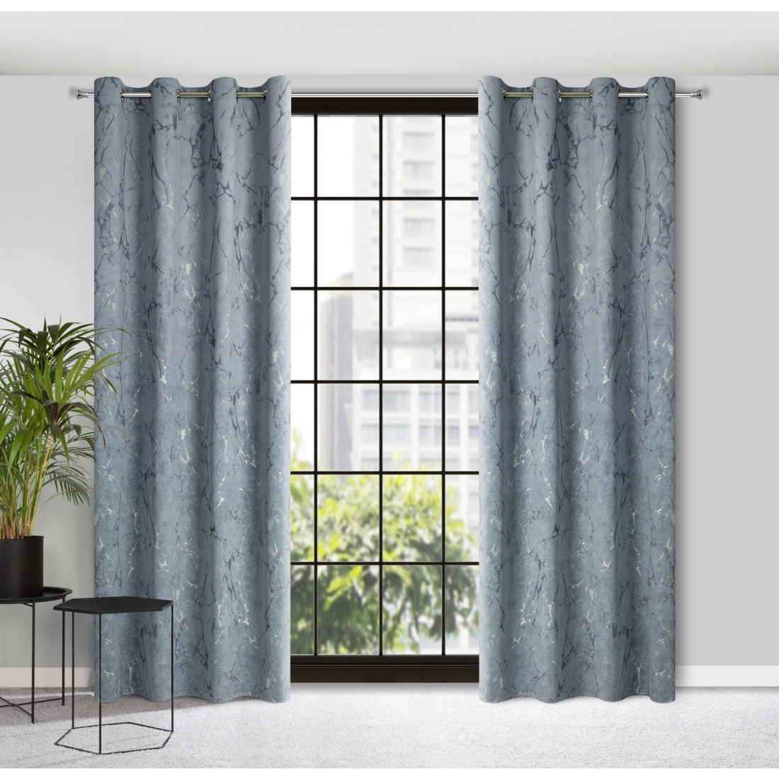 Záves 140x250 cm zamatový tmavosivý, grafitový na kovové krúžky WERA