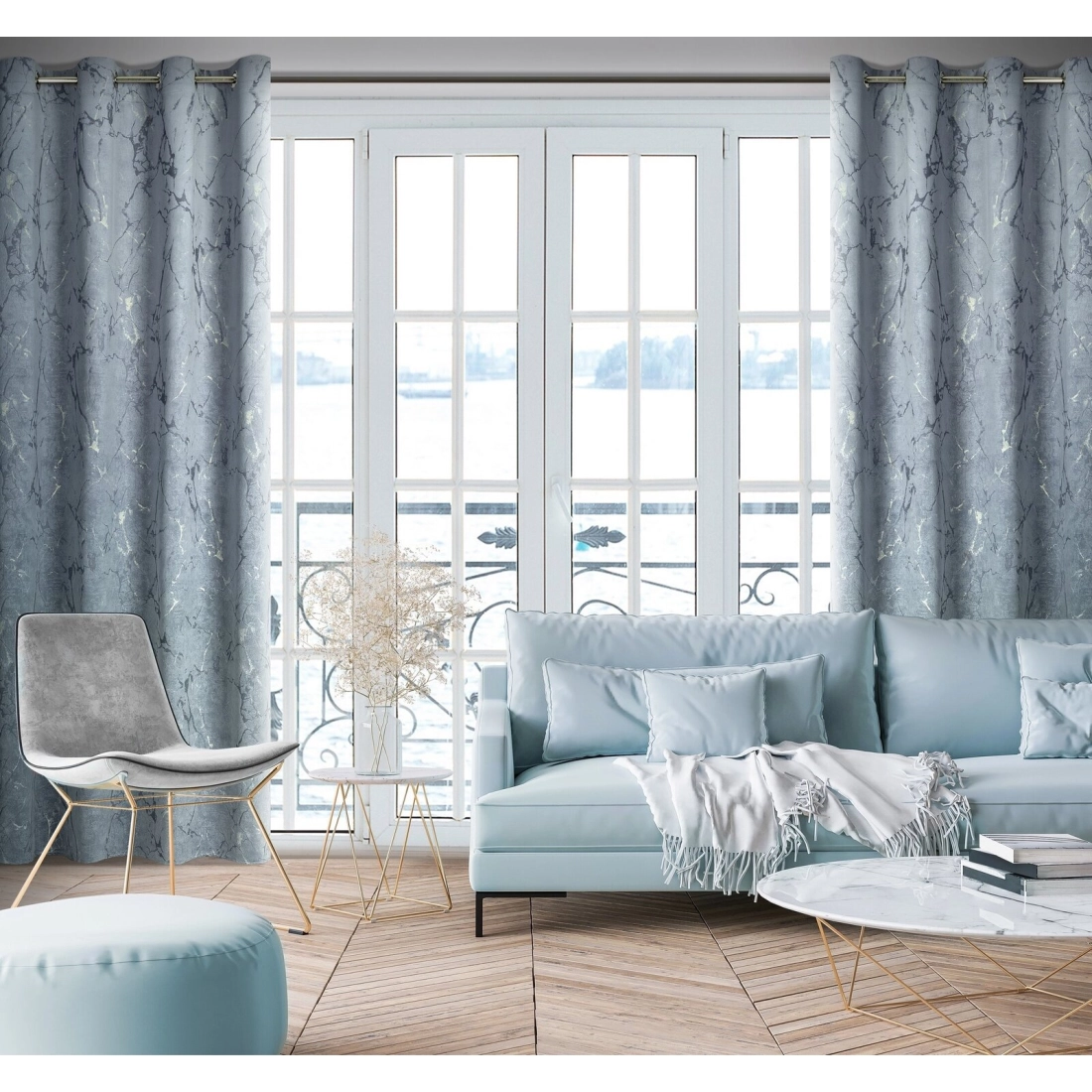 Záves 140x250 cm zamatový tmavosivý, grafitový na kovové krúžky WERA