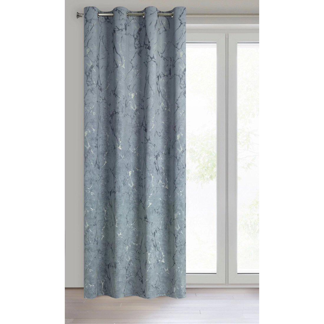 Záves 140x250 cm zamatový tmavosivý, grafitový na kovové krúžky WERA