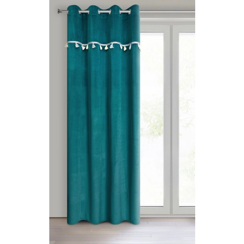 Záves 140x250 cm zamatový tmavotyrkysový na kovové krúžky KIDS