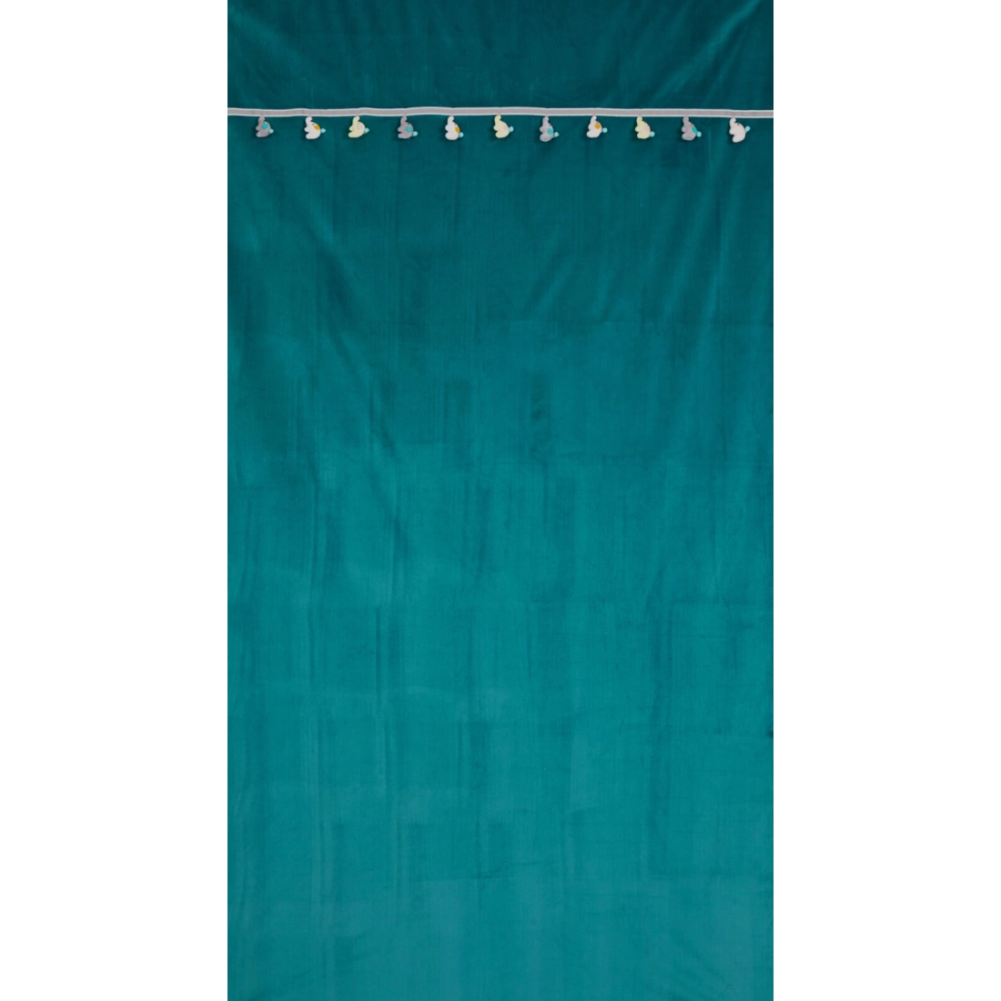 Záves 140x250 cm zamatový tmavotyrkysový na kovové krúžky KIDS