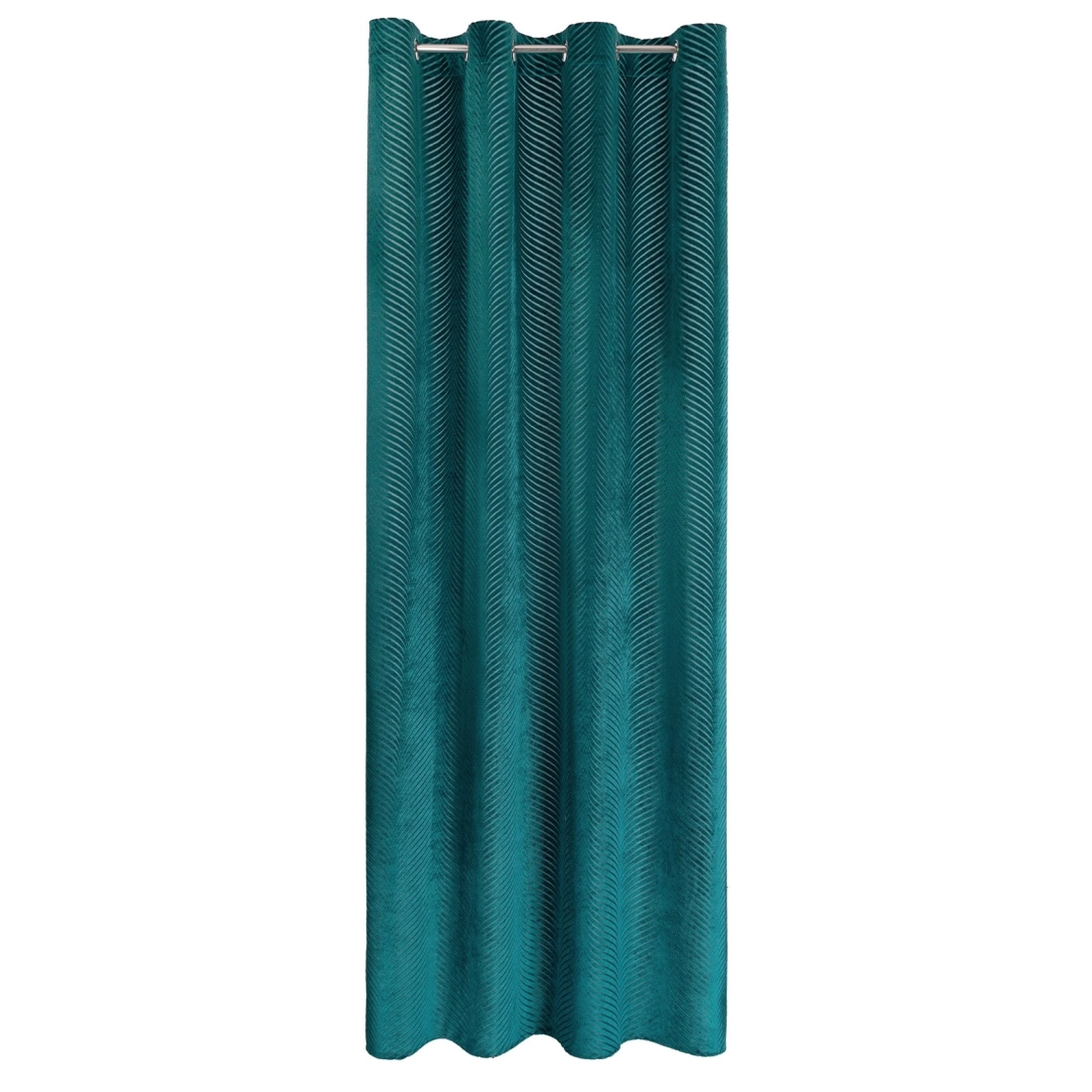 Záves 140x250 cm zamatový tmavotyrkysový na kovové krúžky LUSSI