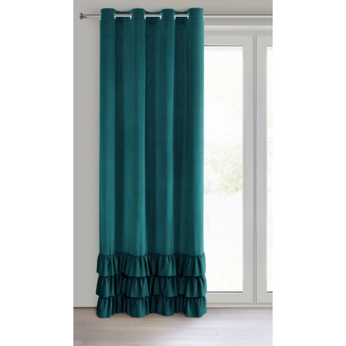 Sametový závěs 140x250 cm tmavě tyrkysový na kovové kroužky MEGI