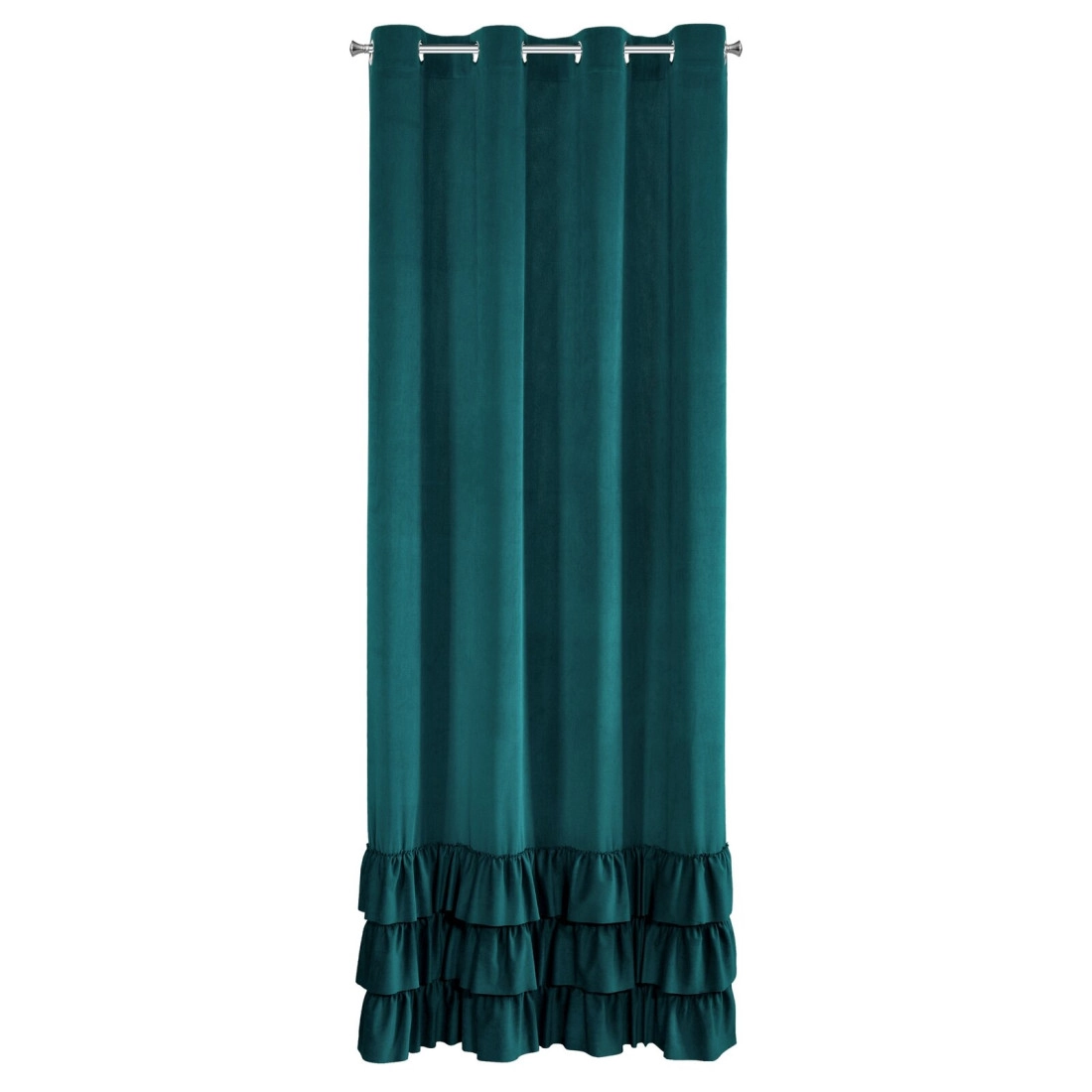 Sametový závěs 140x250 cm tmavě tyrkysový na kovové kroužky MEGI