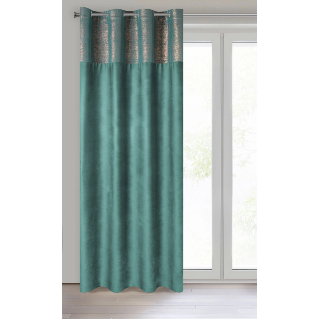 Záves 140x250 cm zamatový tmavotyrkysový na kovové krúžky PERI