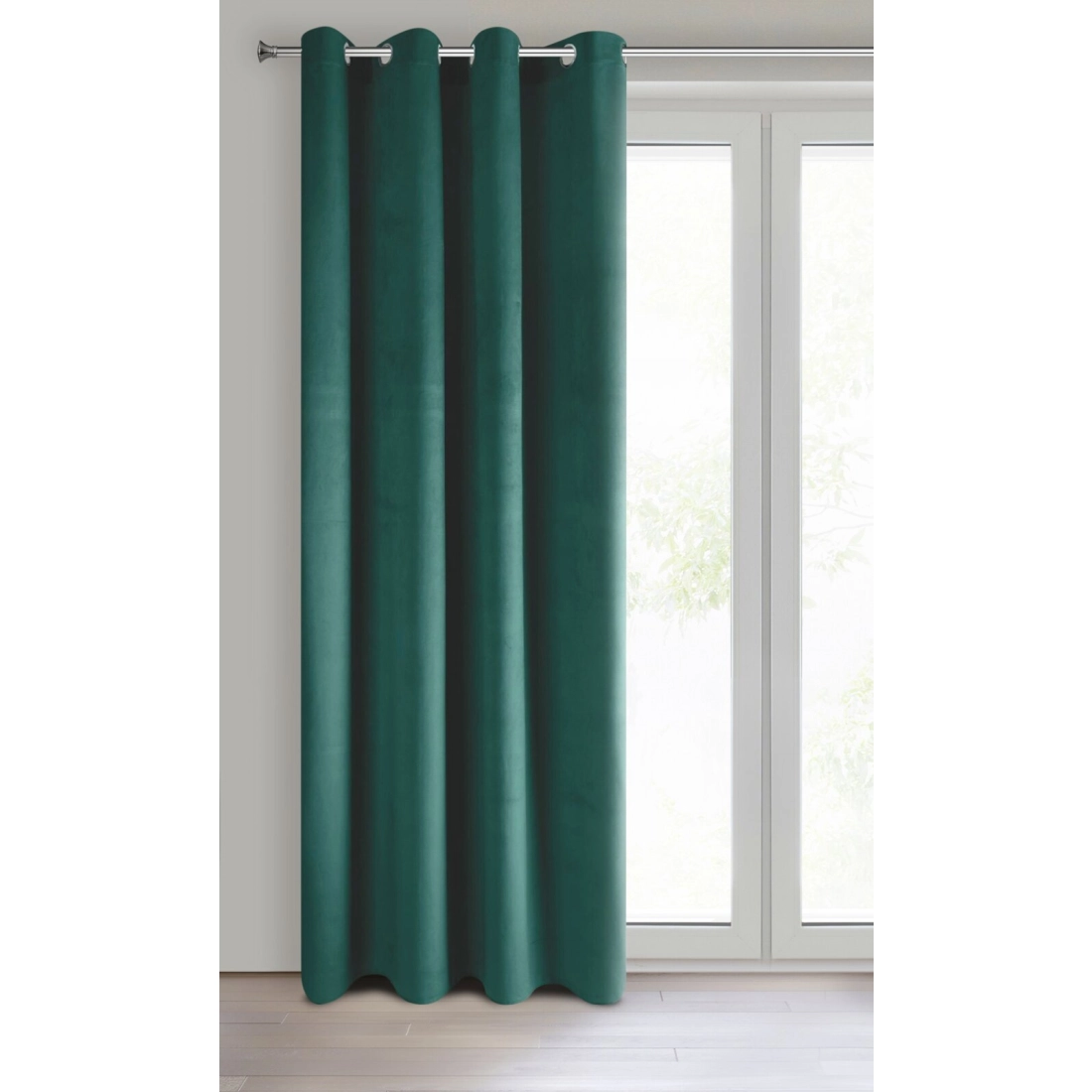 Sametový závěs 140x250 cm v tmavě tyrkysové barvě na kovových kroužcích PIERRE