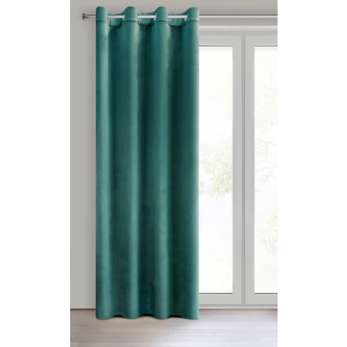 Záves 140x250 cm zamatový tmavotyrkysový na kovové krúžky ROSA