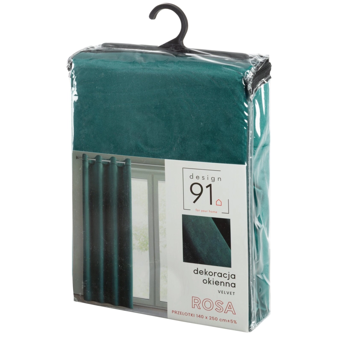 Záves 140x250 cm zamatový tmavotyrkysový na kovové krúžky ROSA