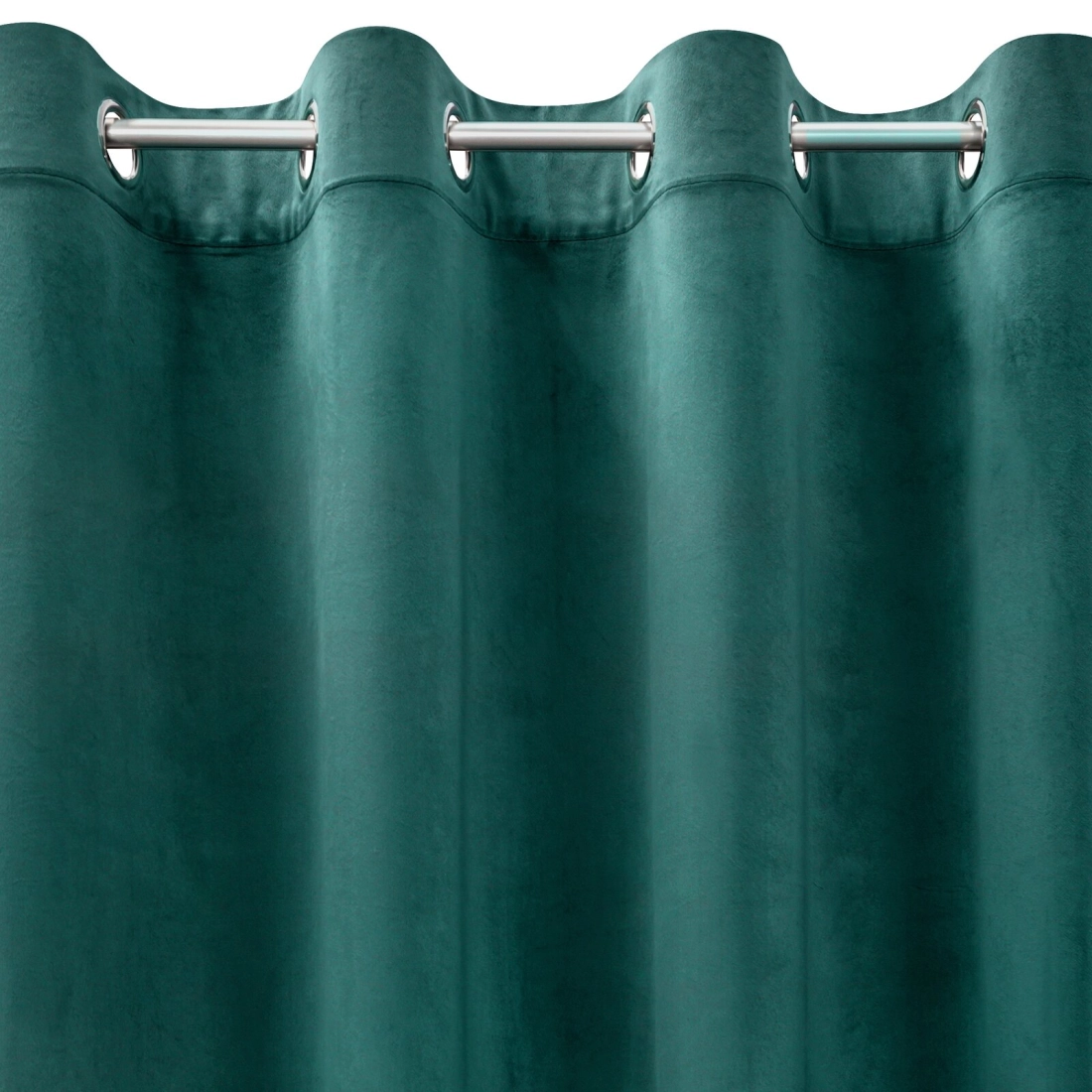 Záves 140x250 cm zamatový tmavotyrkysový na kovové krúžky ROSA