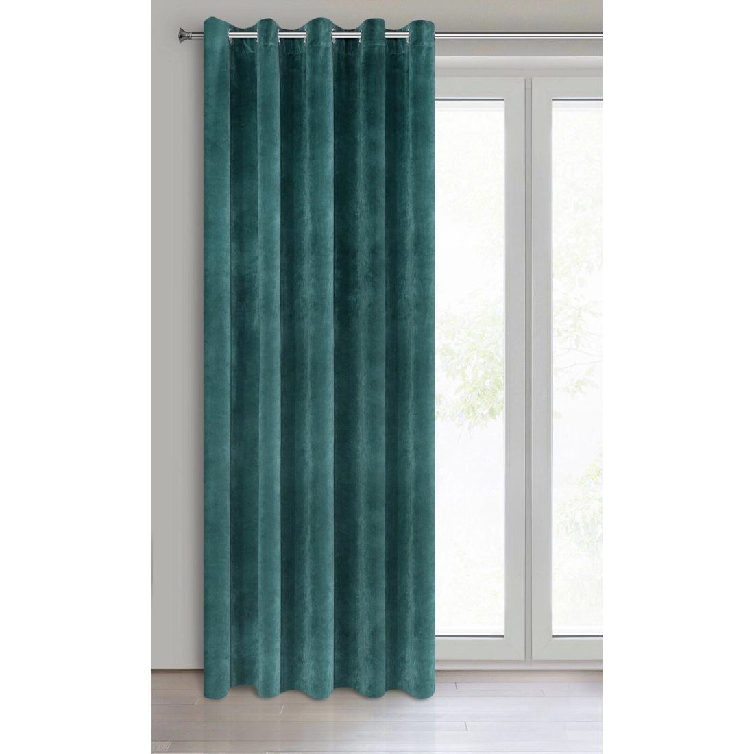 Sametový závěs 140x250 cm tmavě tyrkysový na kovové kroužky VILLA